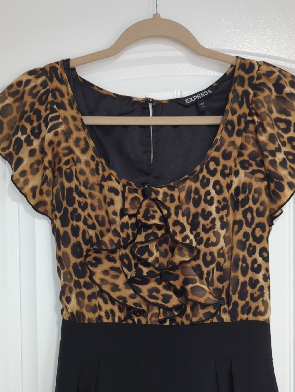 Cheetah Print Ruffle Mini Dress - Picture 3 of 5